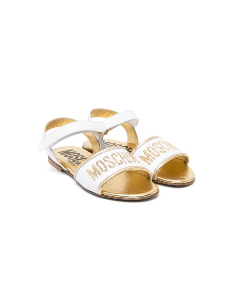 Moschino Kids logo-embellished leather sandals - White von Moschino Kids