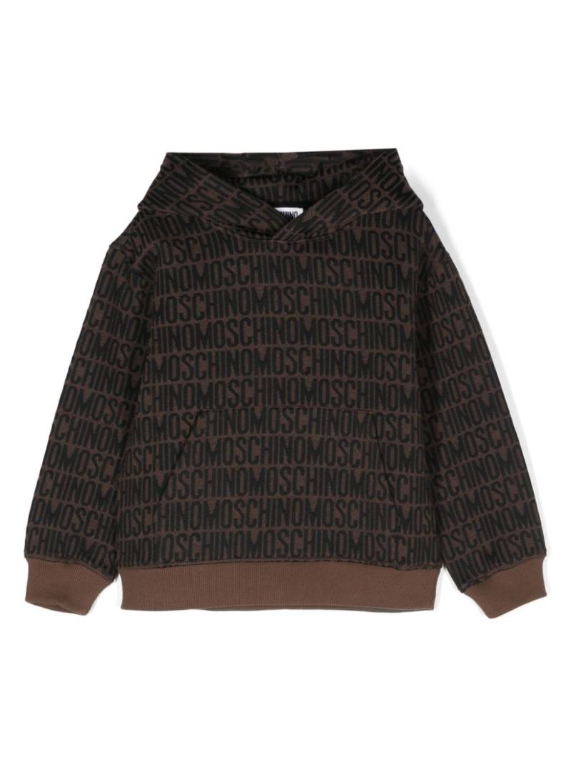 Moschino Kids logo-embossed hoodie - Brown von Moschino Kids