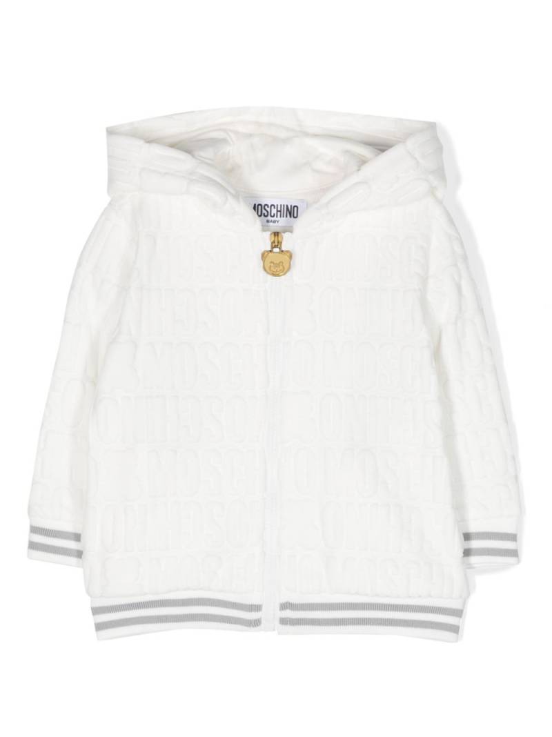 Moschino Kids logo-embossed zipped hoodie - White von Moschino Kids