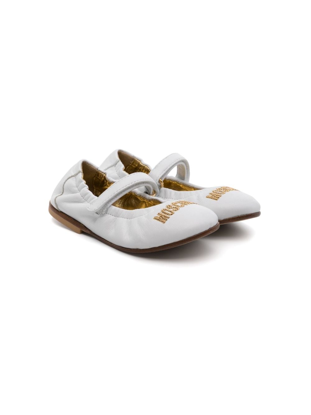 Moschino Kids logo-embroidered ballerina shoes - White von Moschino Kids