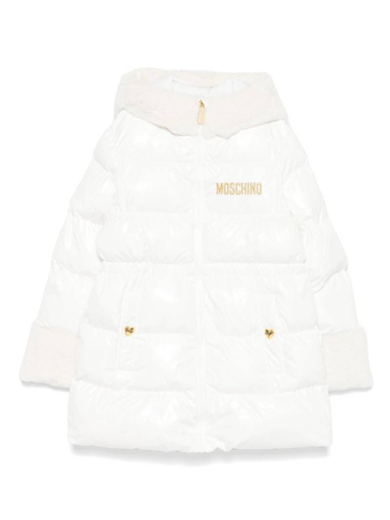 Moschino Kids logo-embroidered coat - White von Moschino Kids