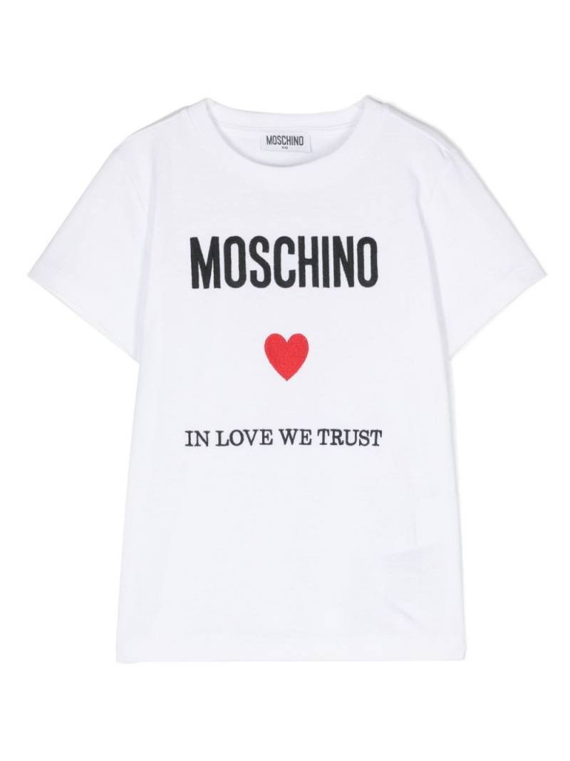 Moschino Kids logo-embroidered cotton T-shirt - White von Moschino Kids