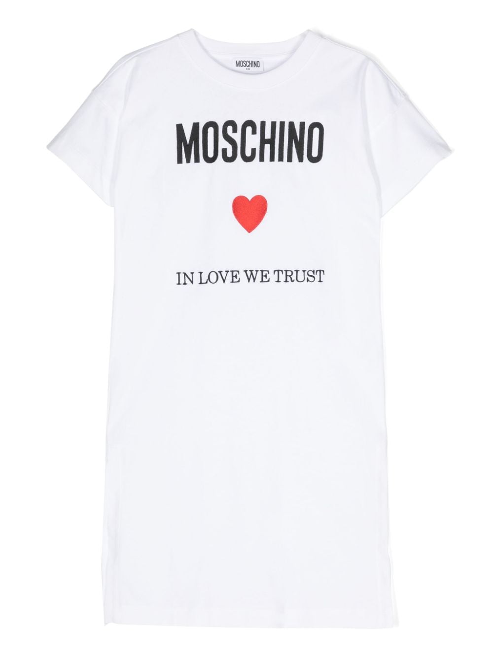 Moschino Kids logo-embroidered cotton dress - White von Moschino Kids