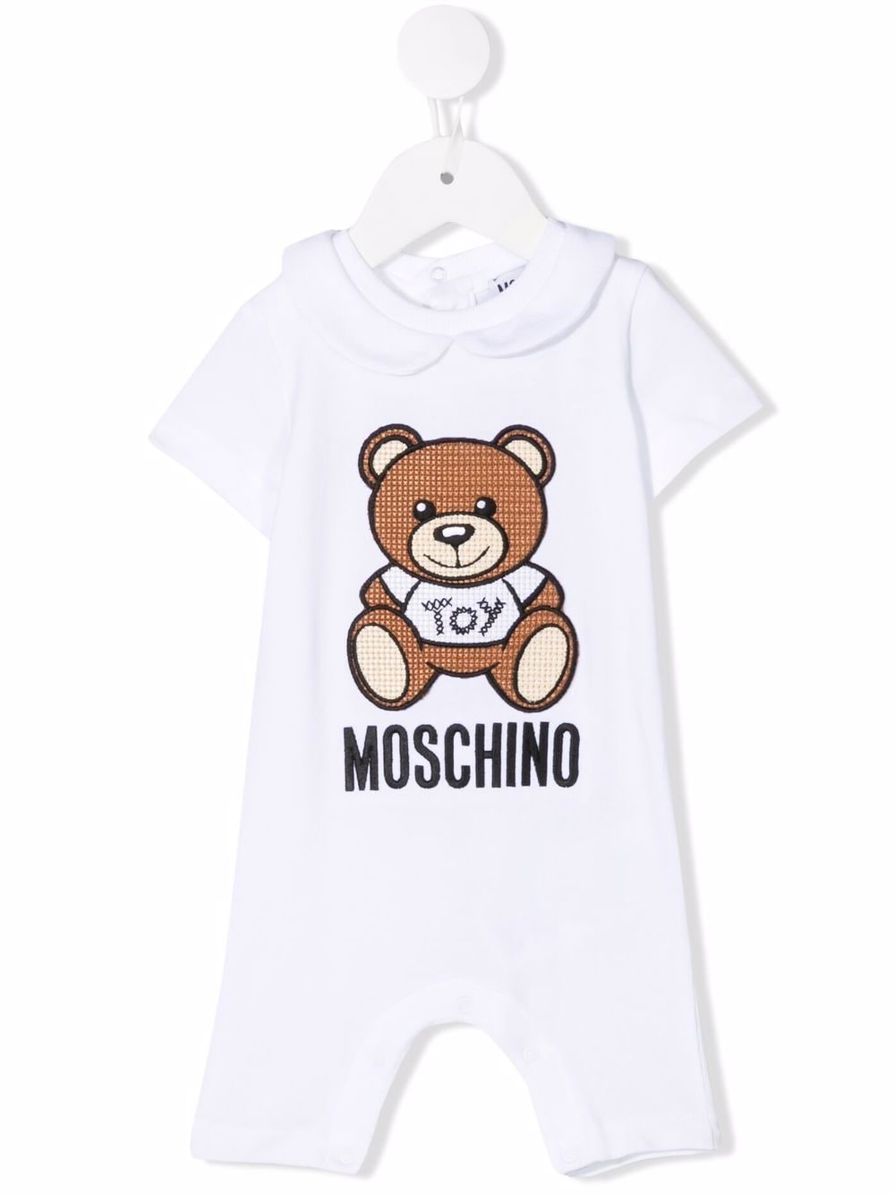 Moschino Kids logo-embroidered cotton romper - White von Moschino Kids