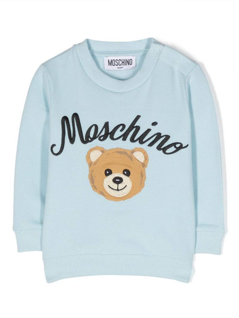 Moschino Kids logo-embroidered cotton sweatshirt - Blue von Moschino Kids