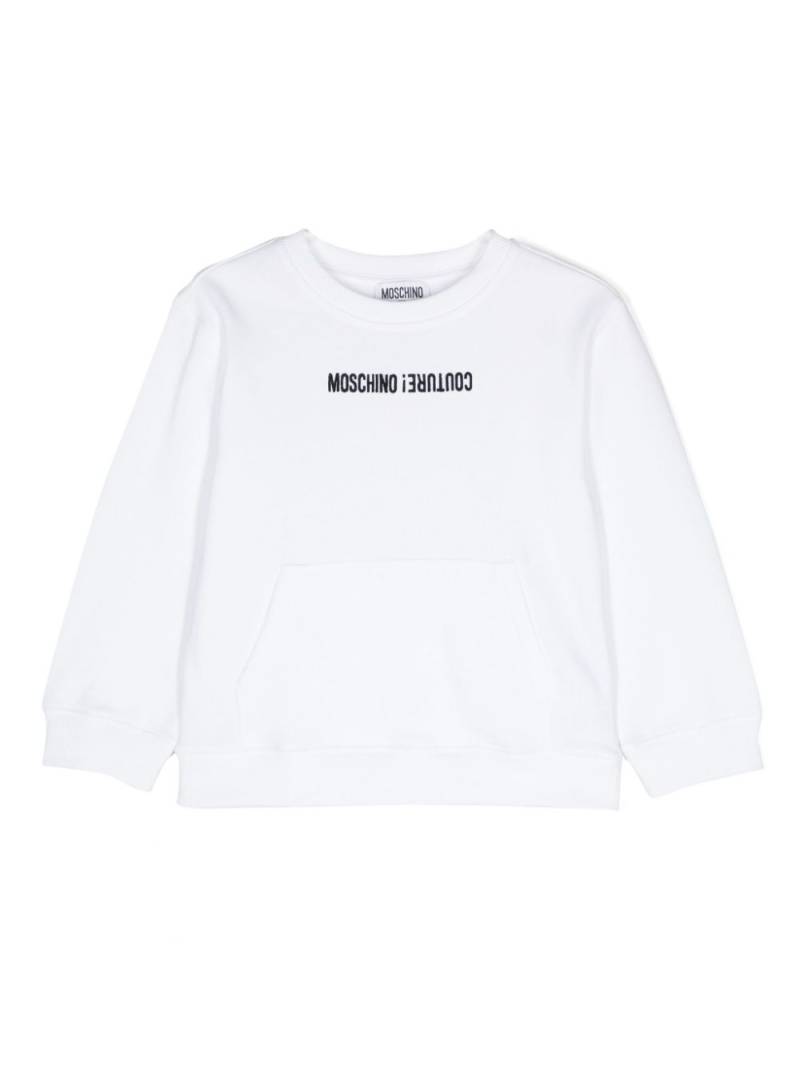 Moschino Kids logo-embroidered cotton sweatshirt - White von Moschino Kids