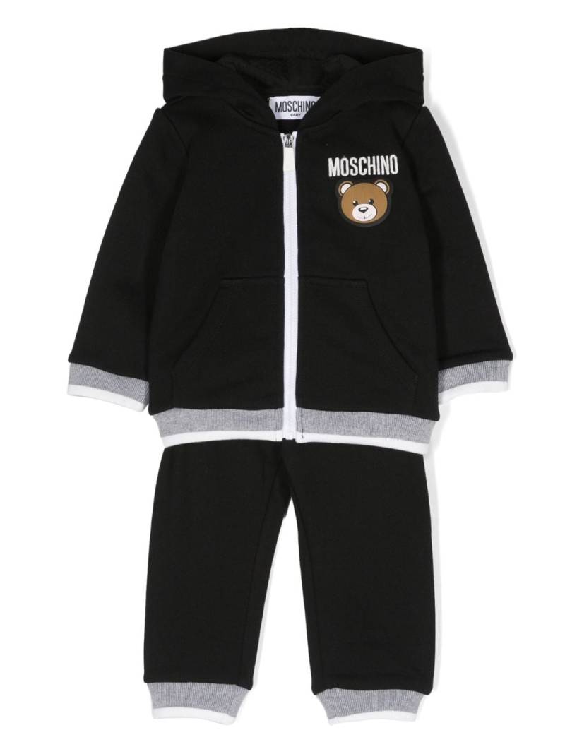 Moschino Kids logo-embroidered cotton tracksuit set - Black von Moschino Kids