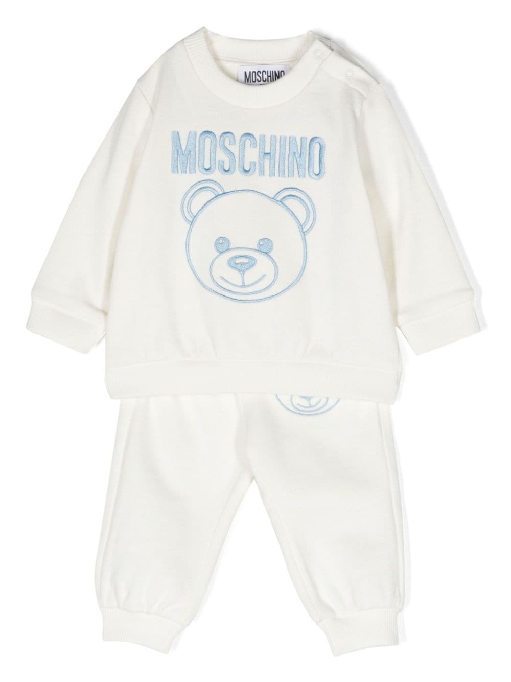 Moschino Kids logo-embroidered cotton tracksuit set - White von Moschino Kids