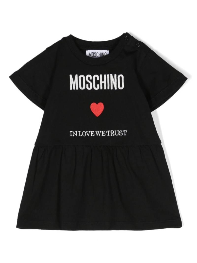 Moschino Kids logo-embroidered flared dress - Black von Moschino Kids