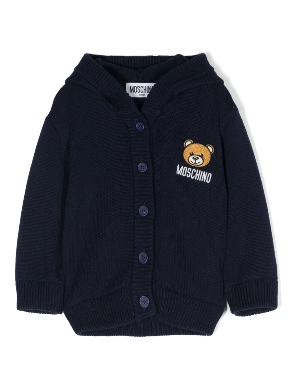 Moschino Kids logo-embroidered hooded cardigan - Blue von Moschino Kids