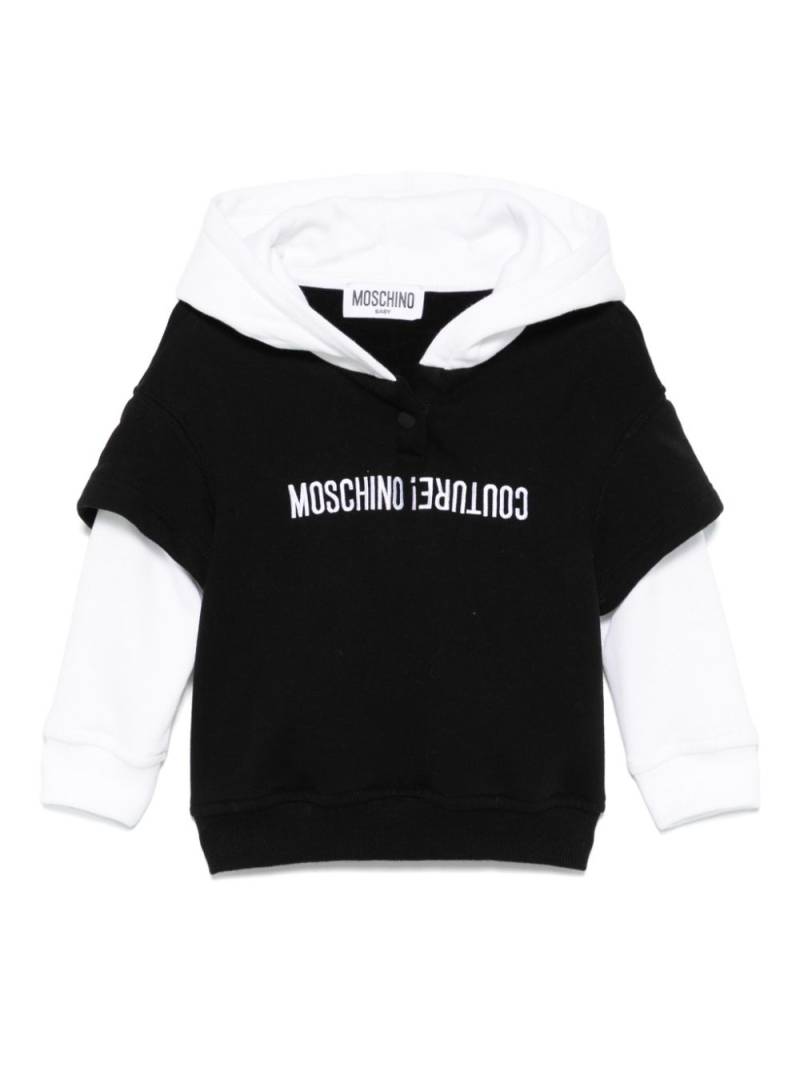 Moschino Kids logo-embroidered hoodie - Black von Moschino Kids