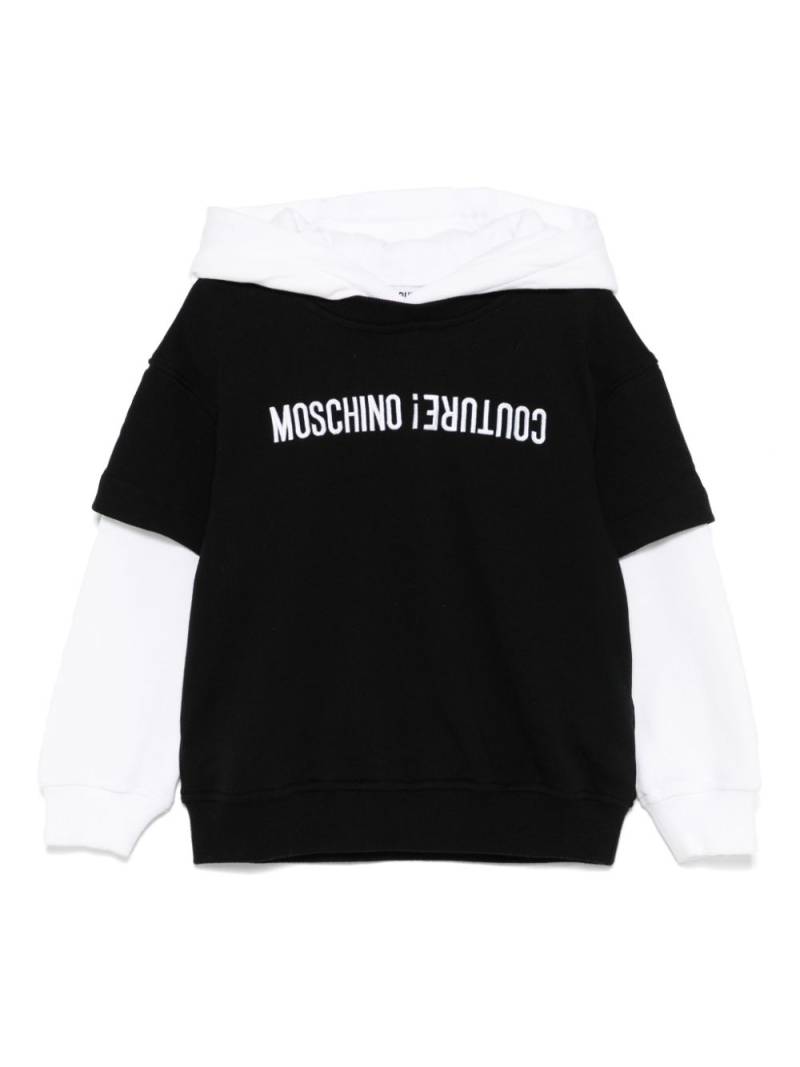 Moschino Kids logo-embroidered hoodie - Black von Moschino Kids