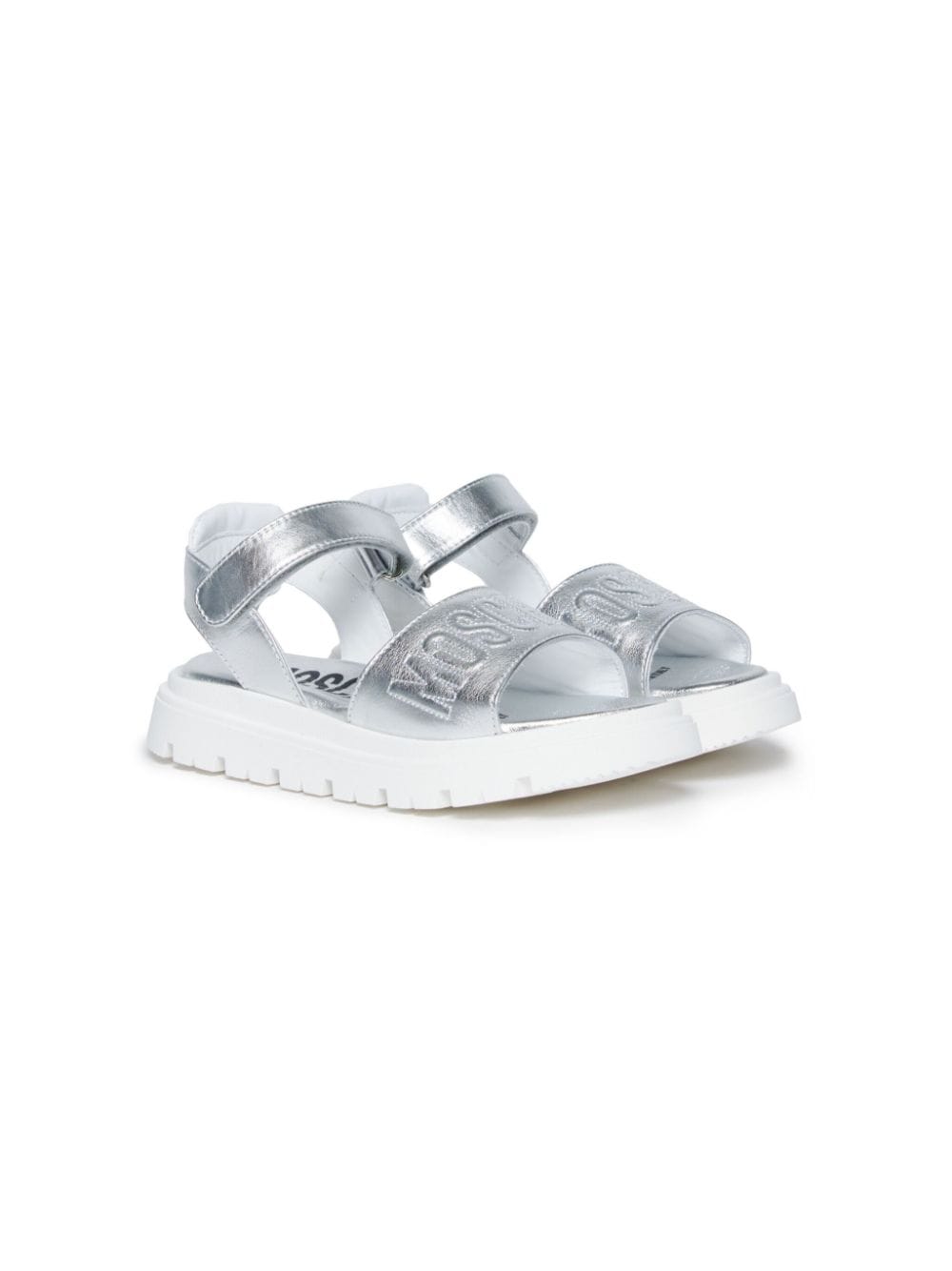 Moschino Kids logo-embroidered leather sandals - Silver von Moschino Kids