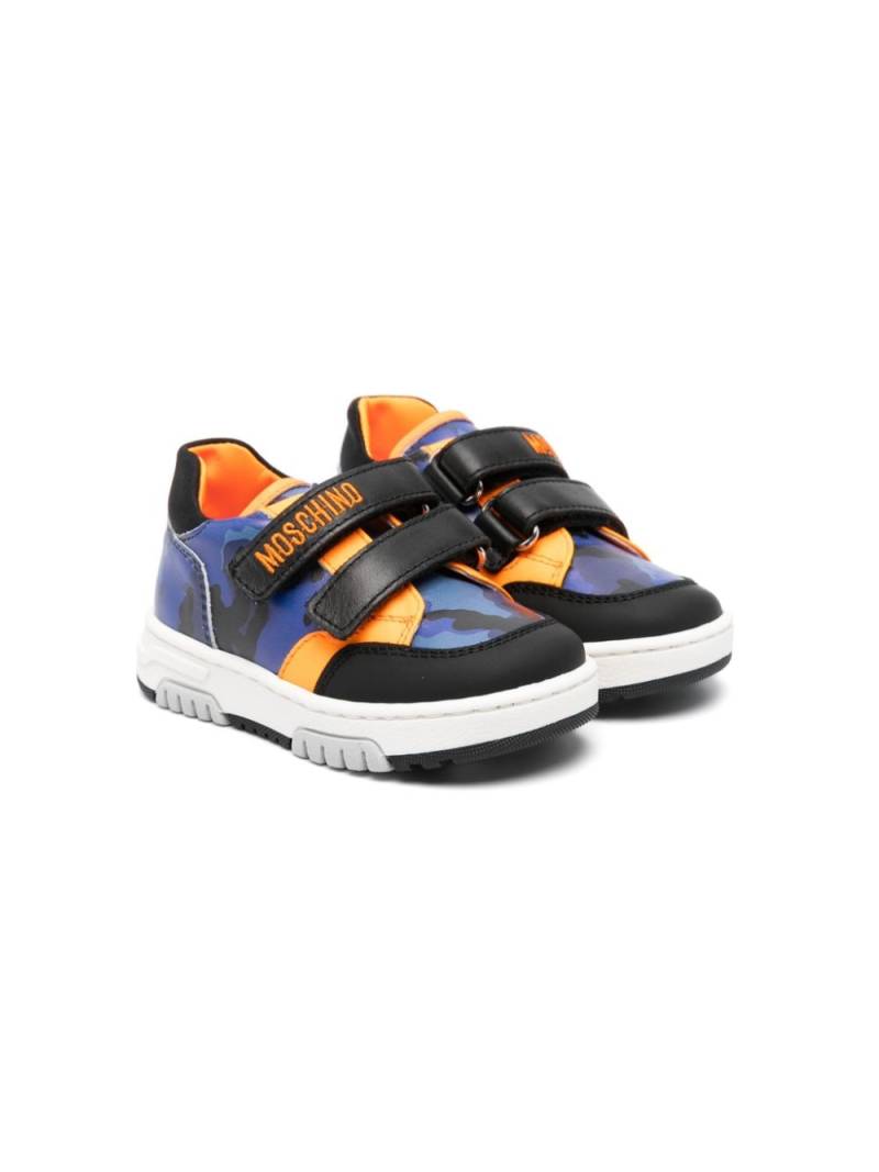 Moschino Kids logo-embroidered leather sneakers - Blue von Moschino Kids