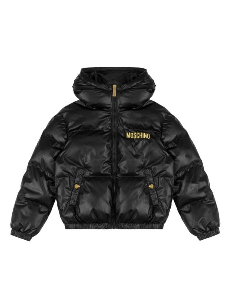 Moschino Kids logo-embroidered padded jacket - Black von Moschino Kids