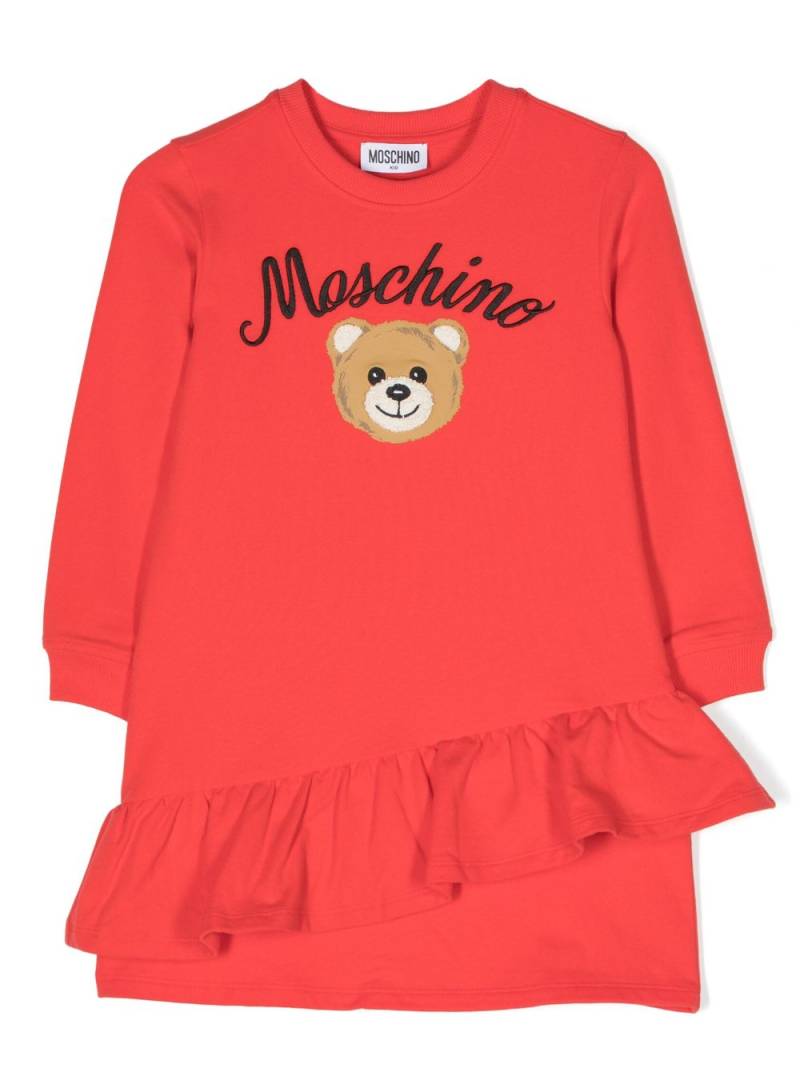 Moschino Kids logo-embroidered ruffled A-line dress von Moschino Kids