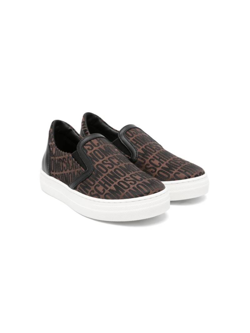 Moschino Kids logo-embroidered slip-on sneakers - Black von Moschino Kids