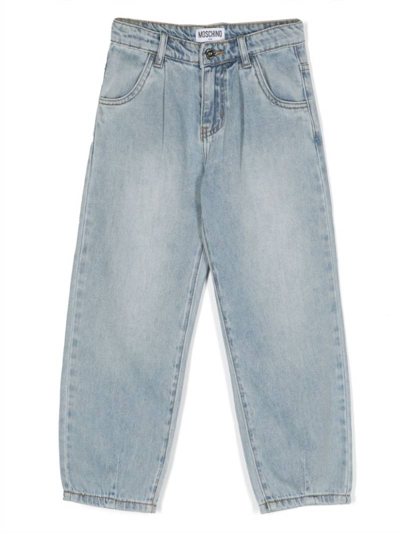 Moschino Kids logo-embroidered straight-leg jeans - Blue von Moschino Kids