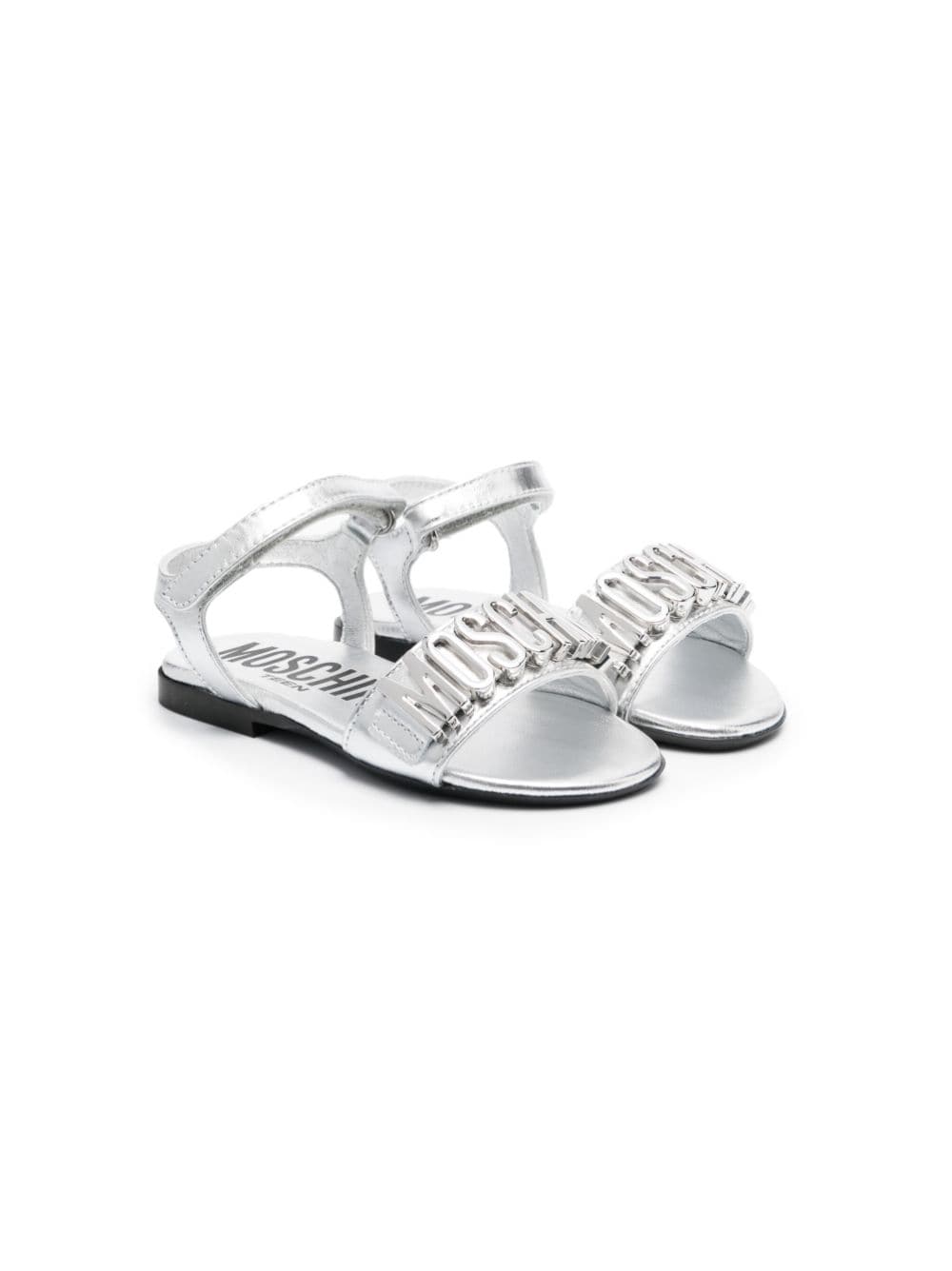 Moschino Kids logo flat sandals - Silver von Moschino Kids