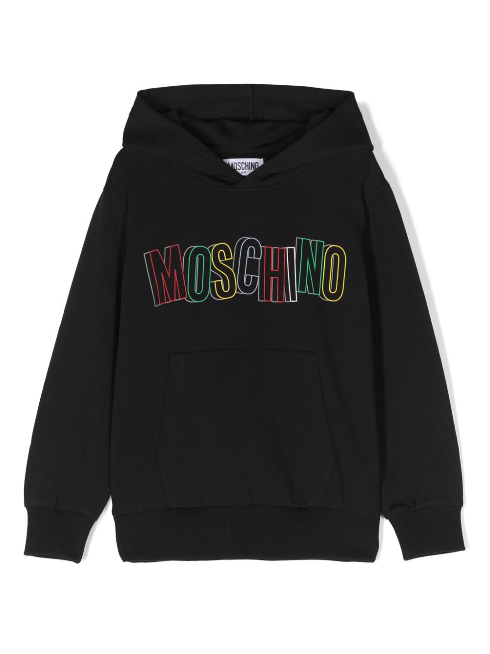 Moschino Kids logo-flocked cotton hoodie - Black von Moschino Kids