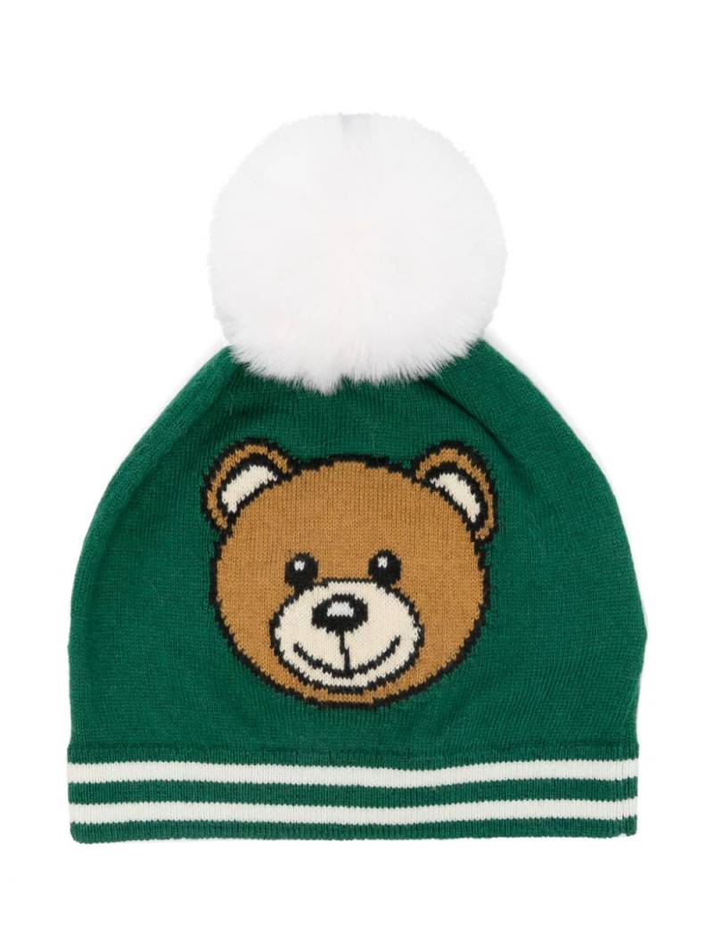 Moschino Kids logo-intarsia beanie - Green von Moschino Kids