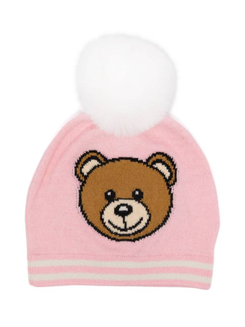 Moschino Kids logo-intarsia beanie - Pink von Moschino Kids