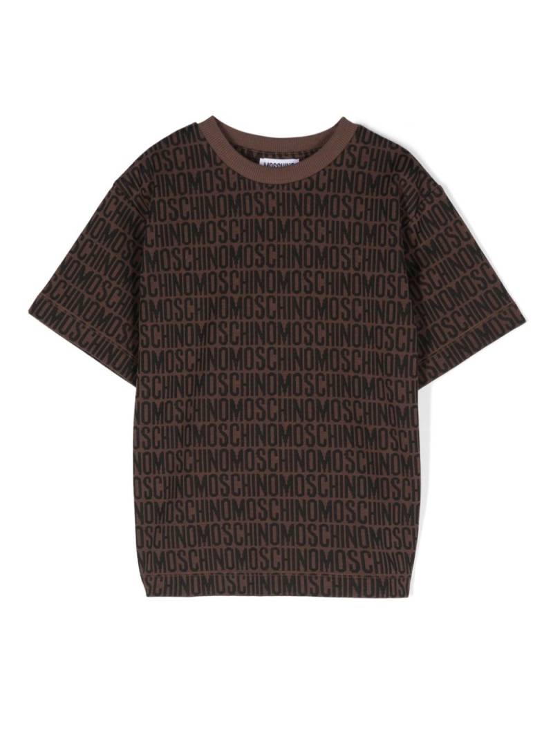 Moschino Kids logo-jacquard T-shirt - Brown von Moschino Kids