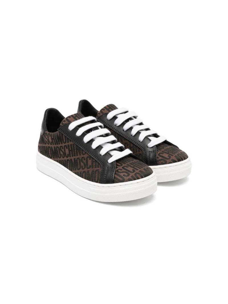 Moschino Kids logo-jacquard canvas sneakers - Brown von Moschino Kids