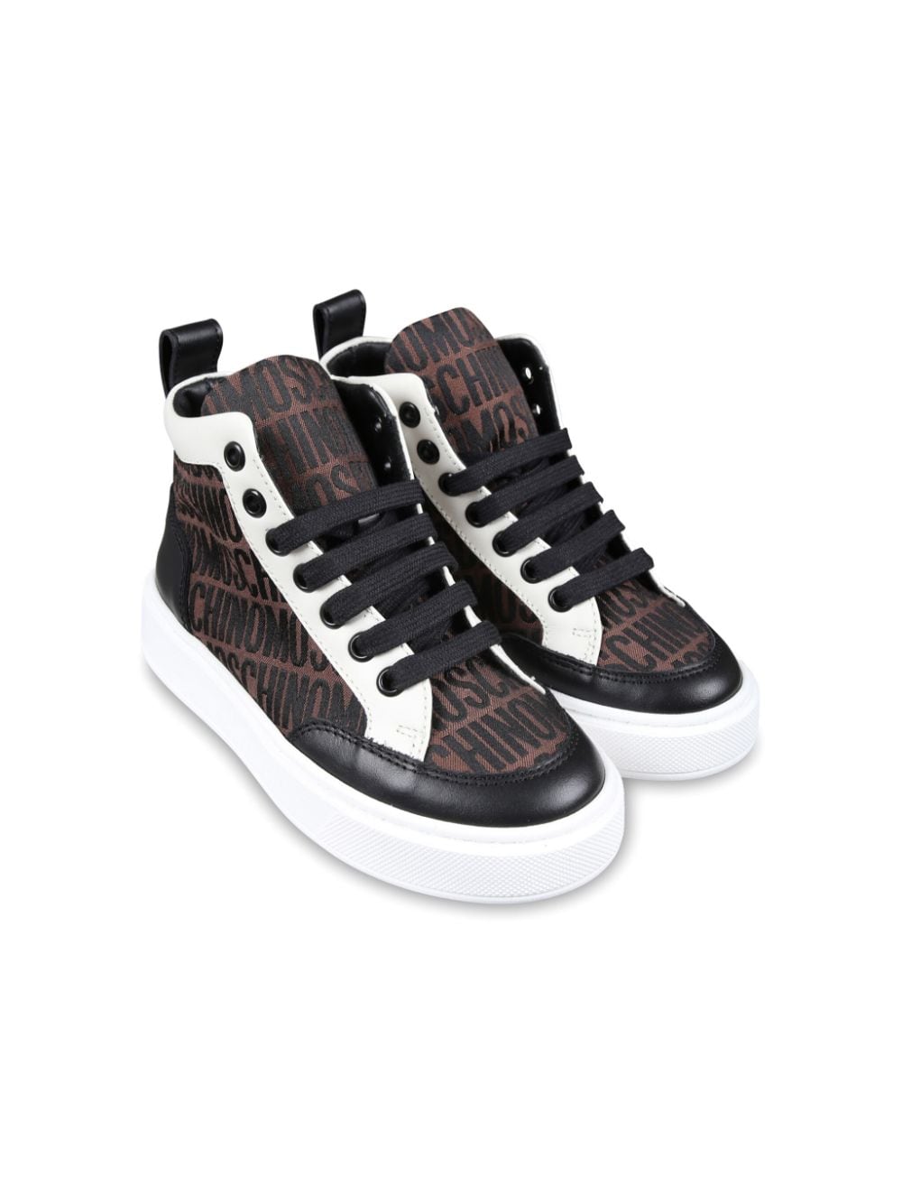 Moschino Kids logo-jacquard high-top sneakers - Brown von Moschino Kids