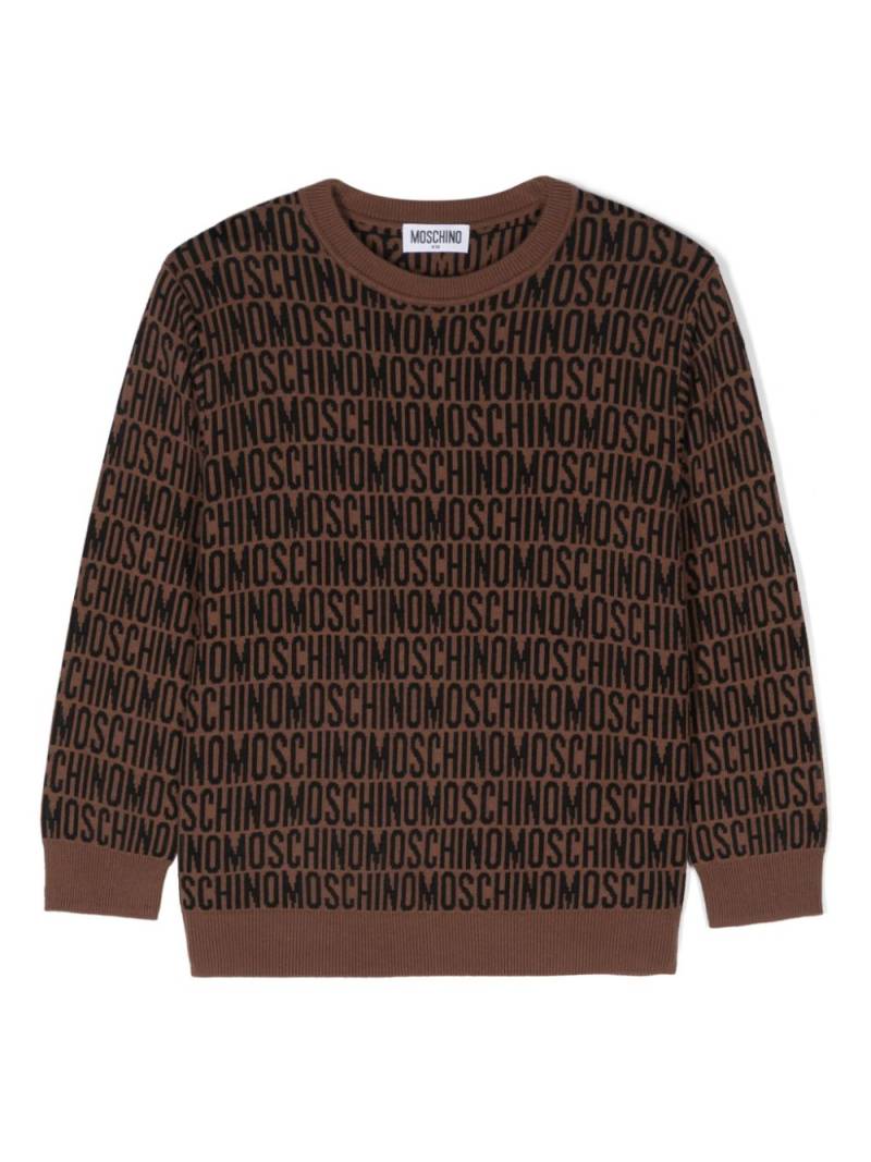 Moschino Kids logo-jacquard sweater - Brown von Moschino Kids