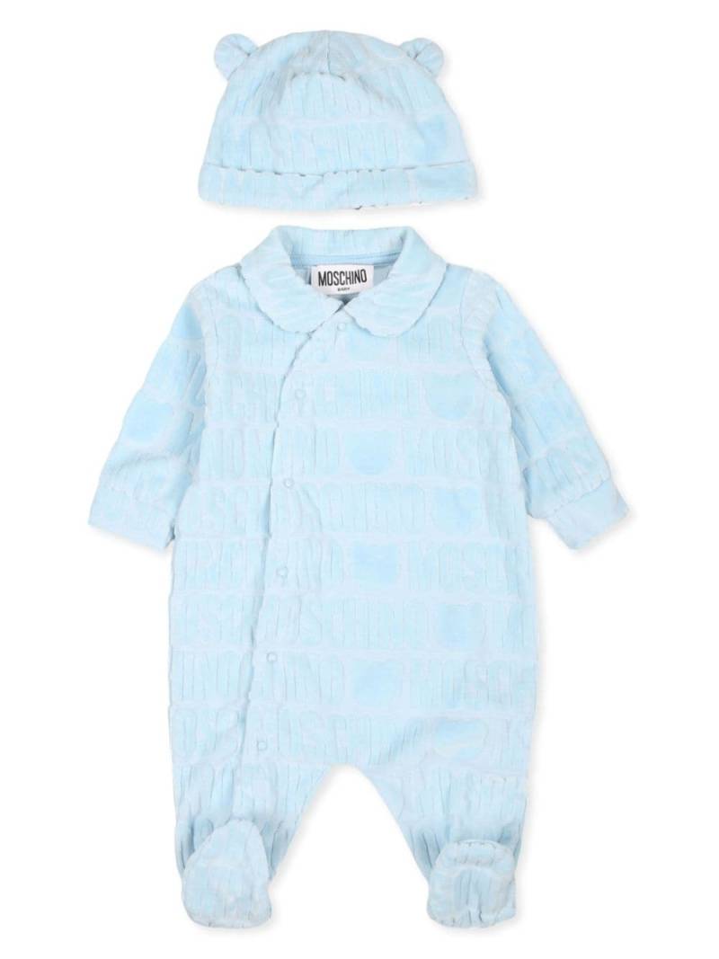 Moschino Kids logo-jacquard terry-cloth pajama set - Blue von Moschino Kids