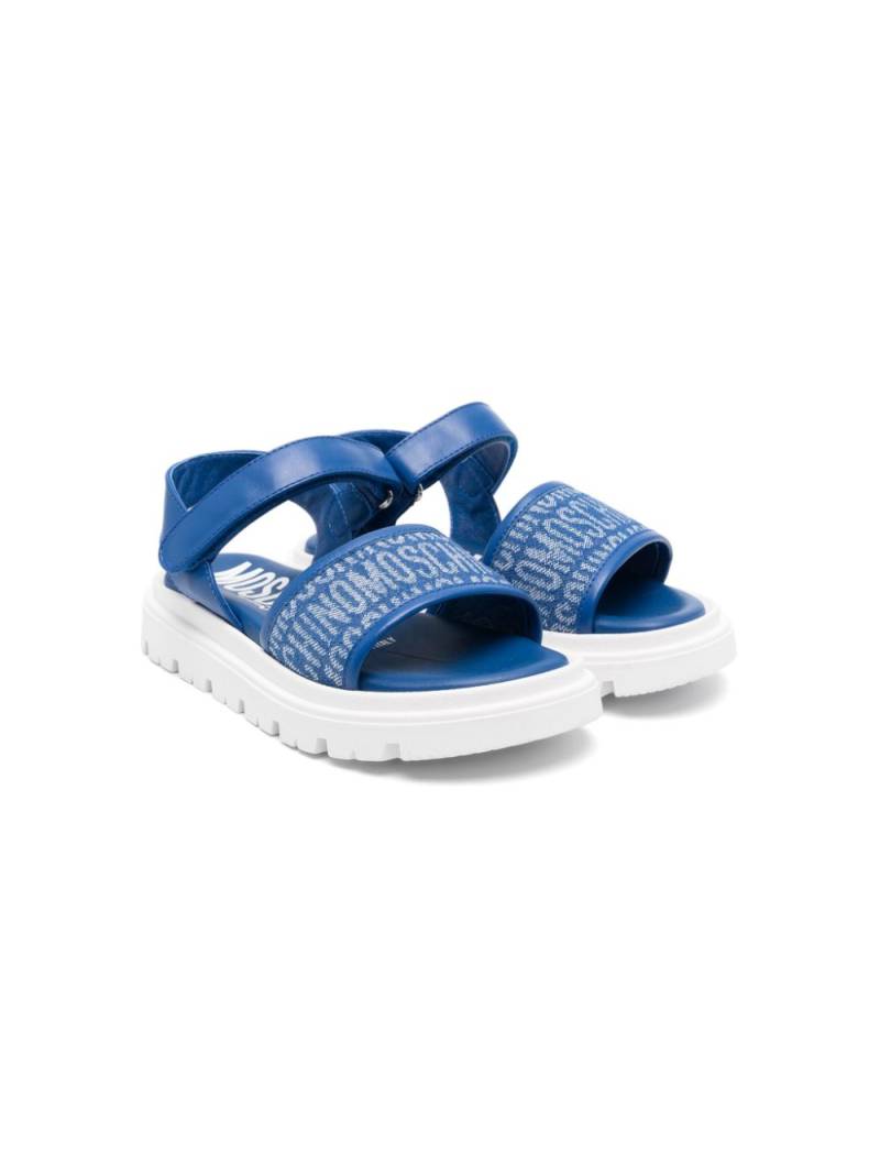 Moschino Kids logo-jacquard touch-strap sandals - Blue von Moschino Kids