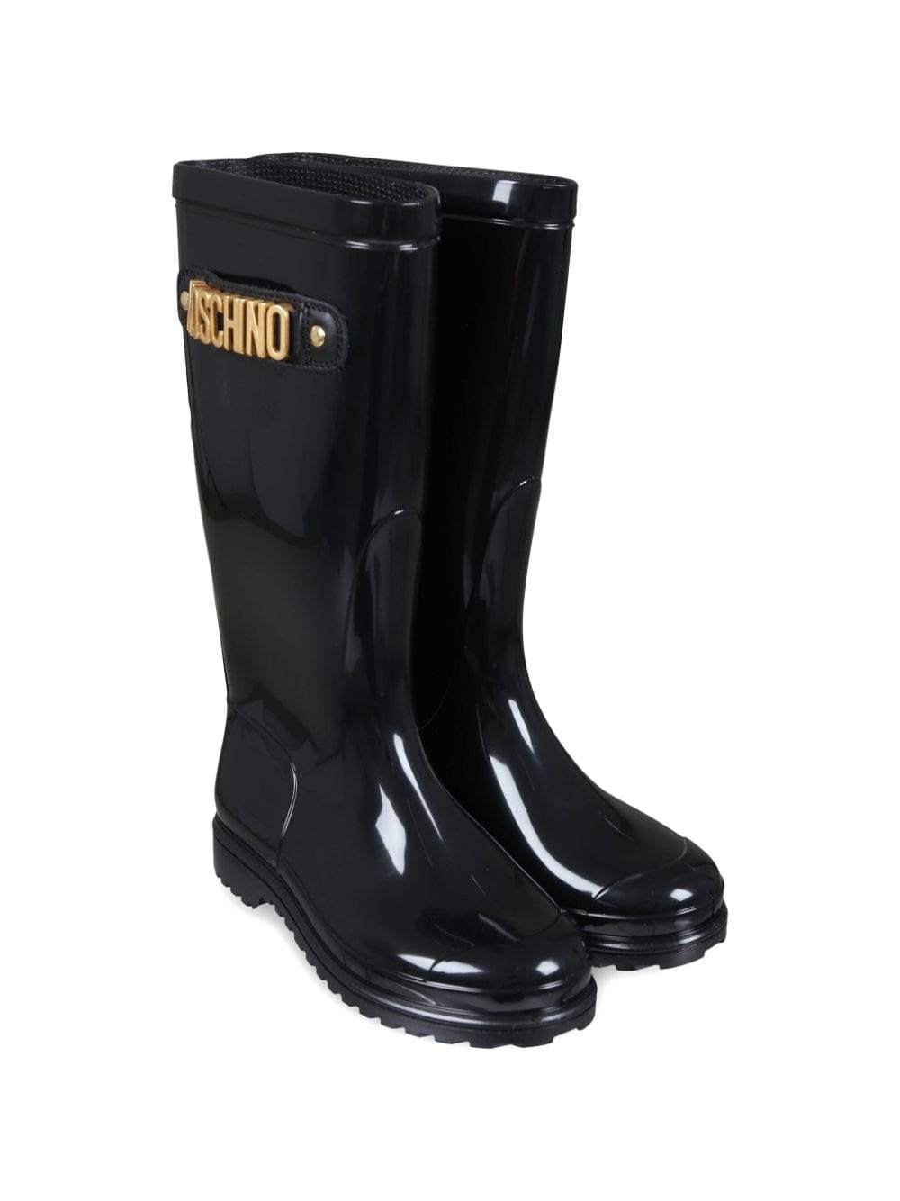 Moschino Kids logo-lettering boots - Black von Moschino Kids