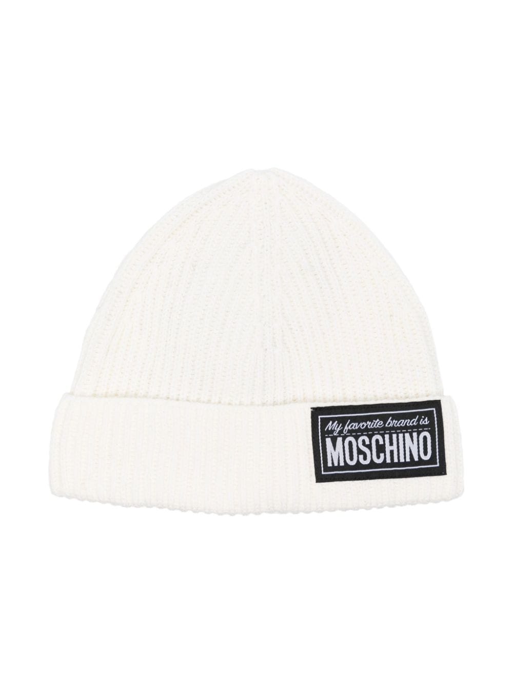 Moschino Kids logo-patch beanie - White von Moschino Kids