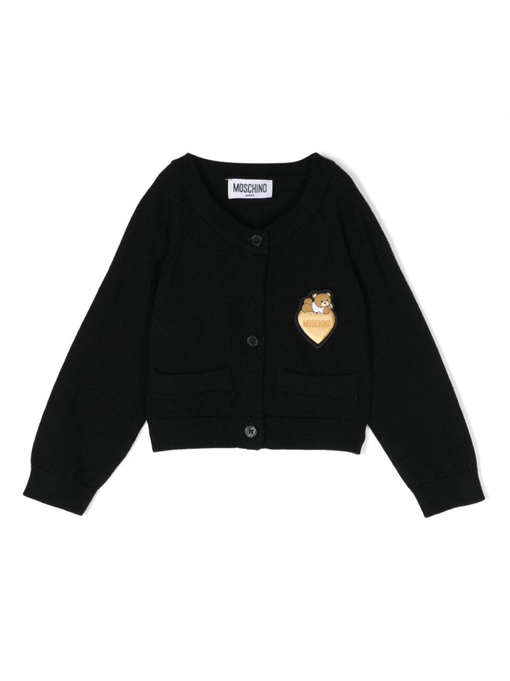 Moschino Kids logo-patch cardigan - Black von Moschino Kids