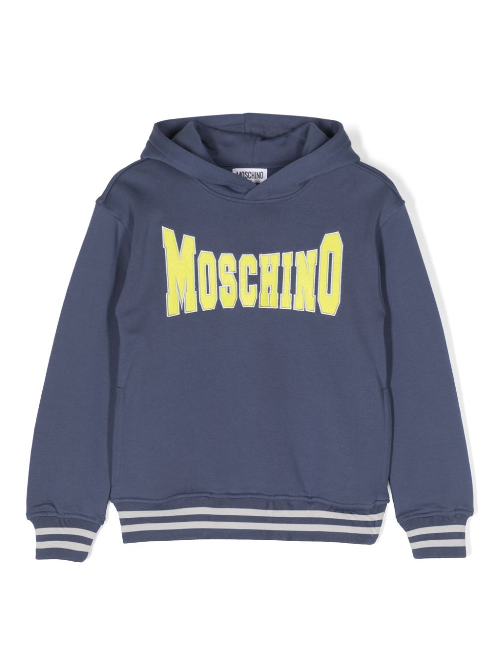 Moschino Kids logo-patch cotton hoodie - Blue von Moschino Kids