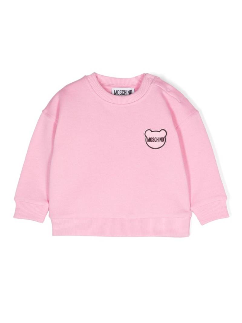 Moschino Kids logo-patch cotton sweatshirt - Pink von Moschino Kids