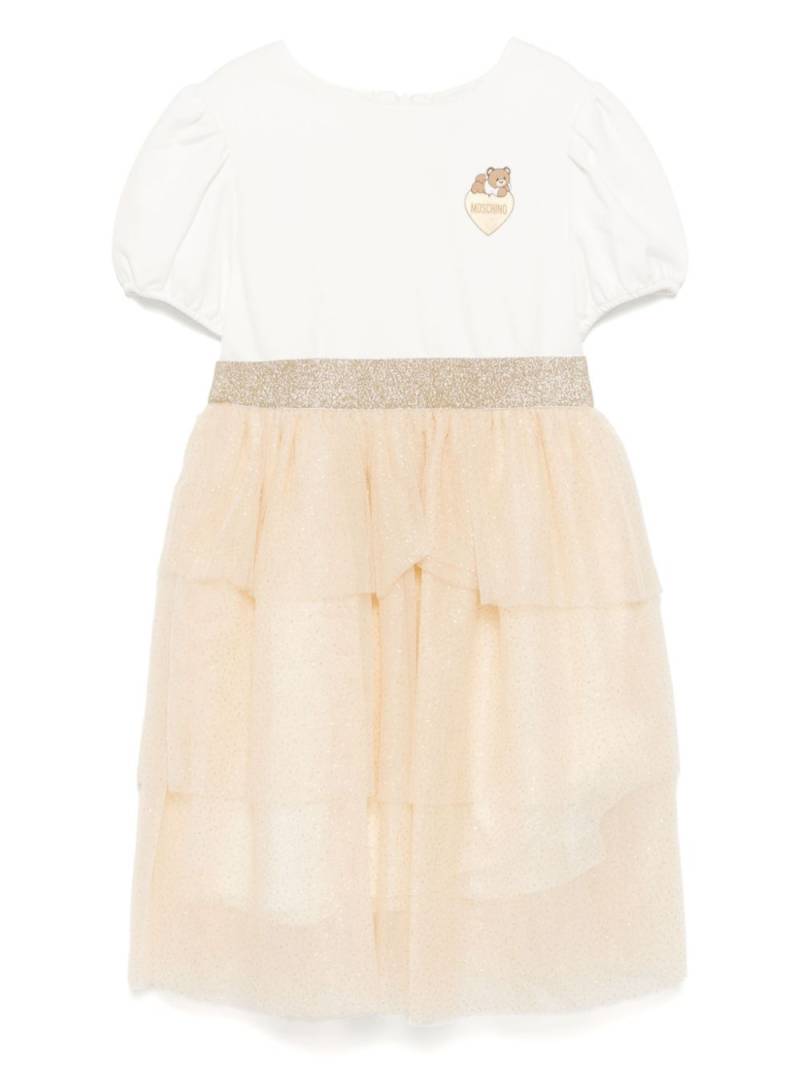 Moschino Kids logo patch dress - Neutrals von Moschino Kids