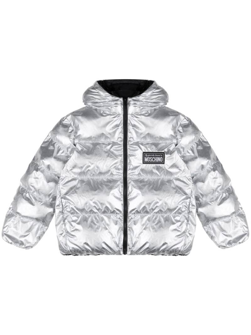 Moschino Kids logo patch padded jacket - Silver von Moschino Kids