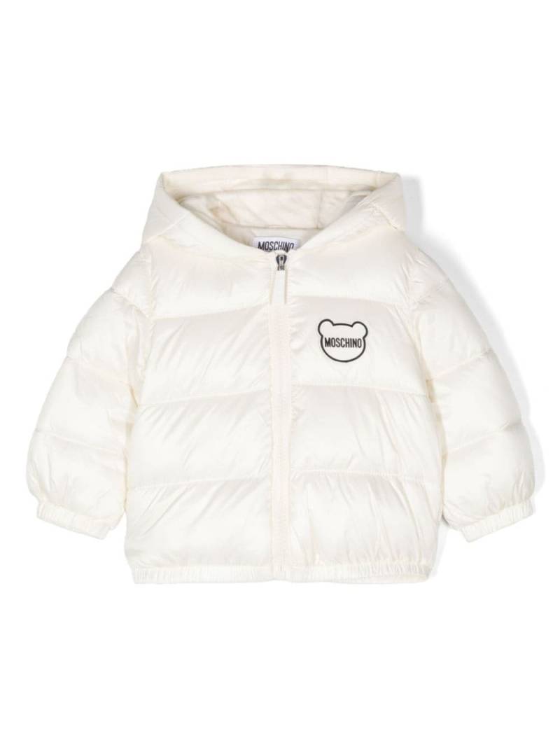 Moschino Kids logo patch padded jacket - White von Moschino Kids