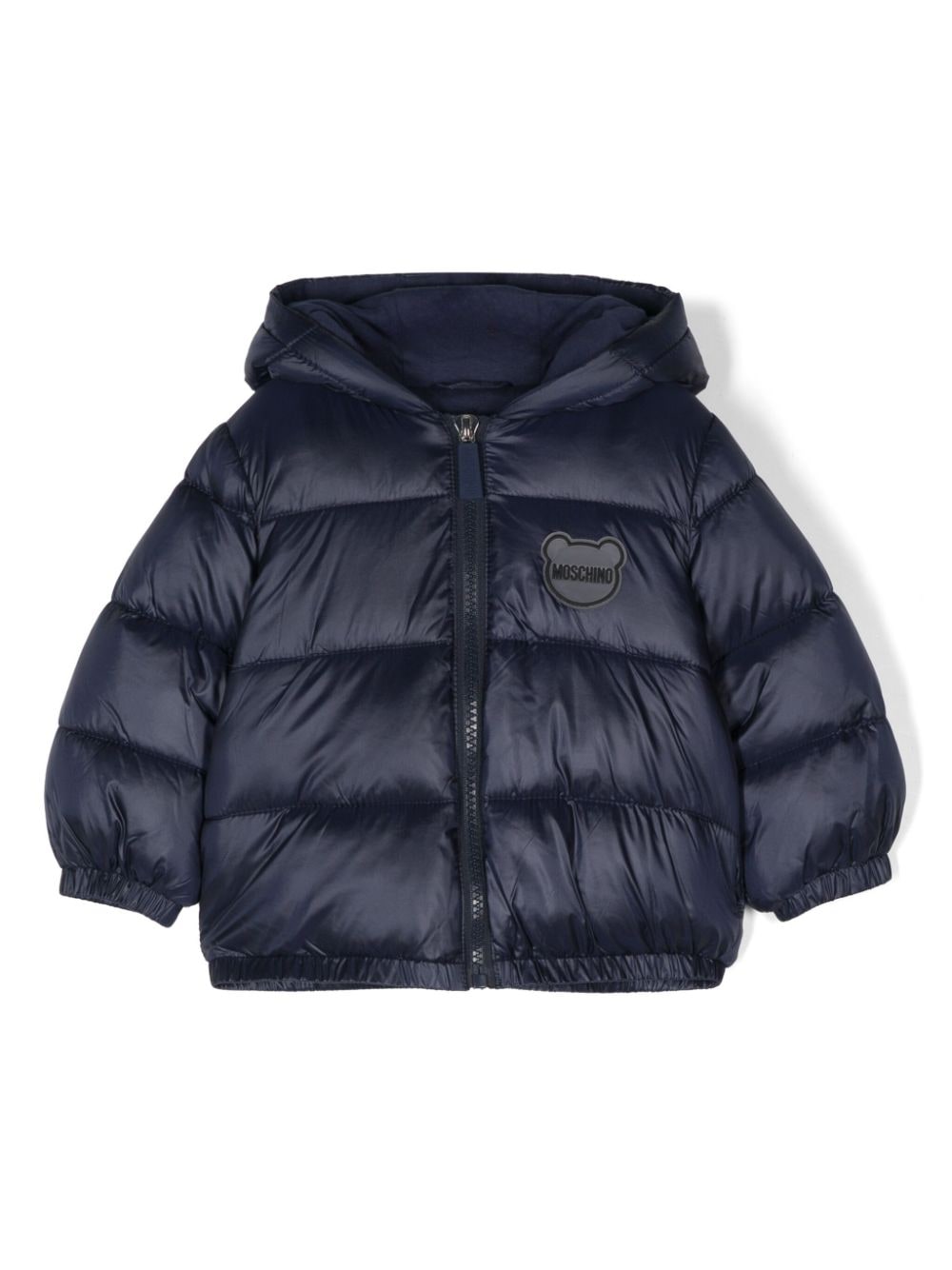 Moschino Kids logo patch puffer jacket - Blue von Moschino Kids