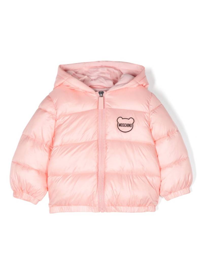 Moschino Kids logo patch puffer jacket - Pink von Moschino Kids