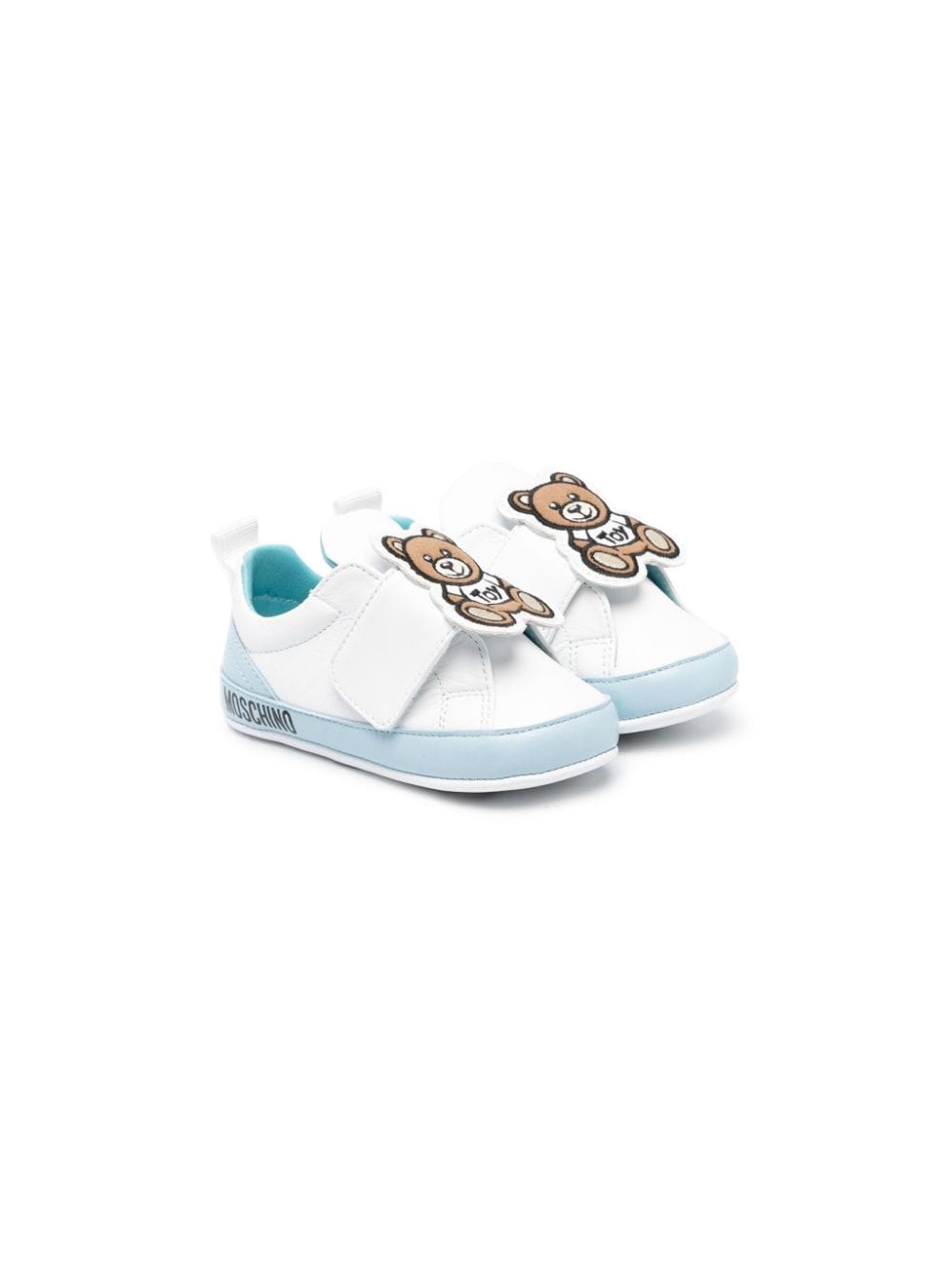 Moschino Kids logo-patch sheepskin sneakers - White von Moschino Kids