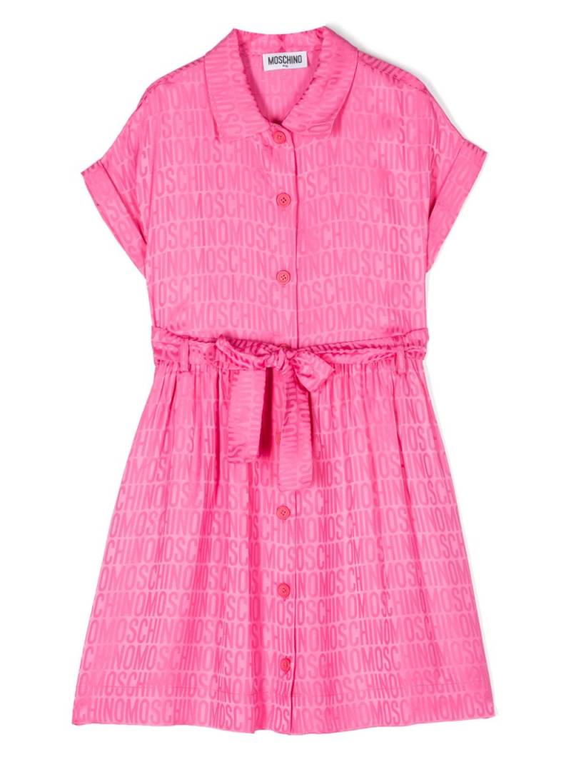 Moschino Kids logo-print belted dress - Pink von Moschino Kids