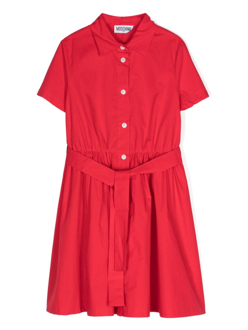 Moschino Kids logo-print belted poplin dress - Red von Moschino Kids