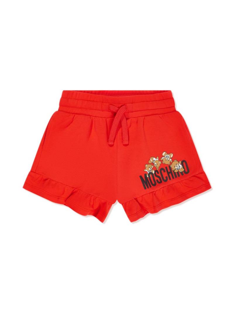 Moschino Kids logo-print cotton shorts - Red von Moschino Kids