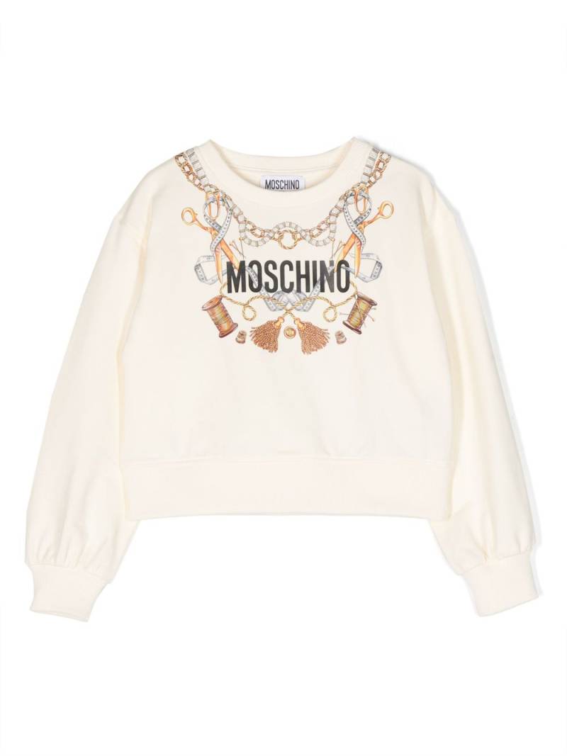 Moschino Kids logo-print cotton sweatshirt - Neutrals von Moschino Kids