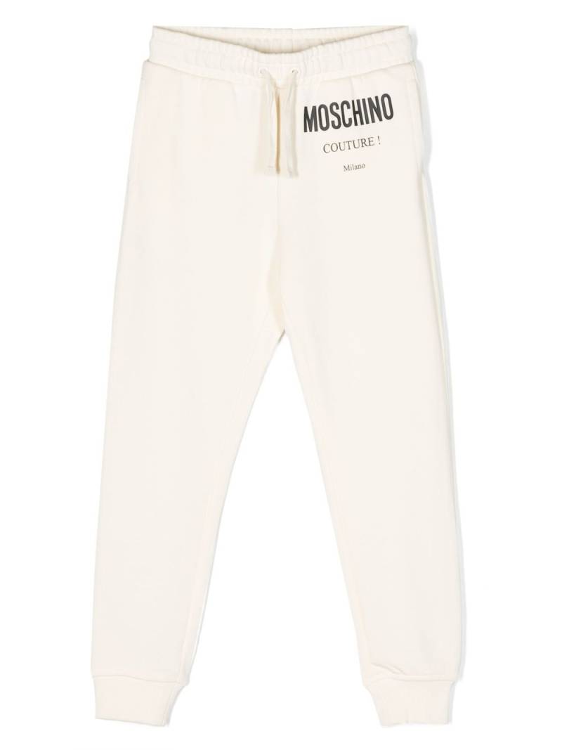 Moschino Kids logo-print cotton track pants - White von Moschino Kids