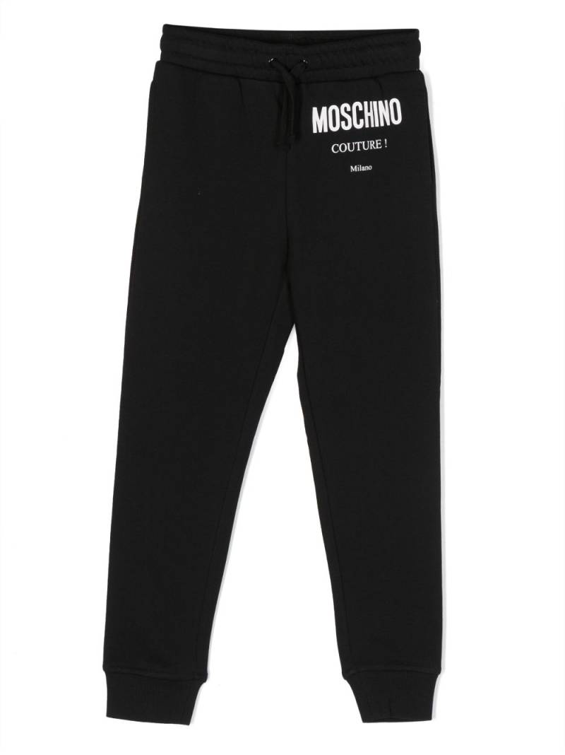 Moschino Kids logo-print cotton track trousers - Black von Moschino Kids