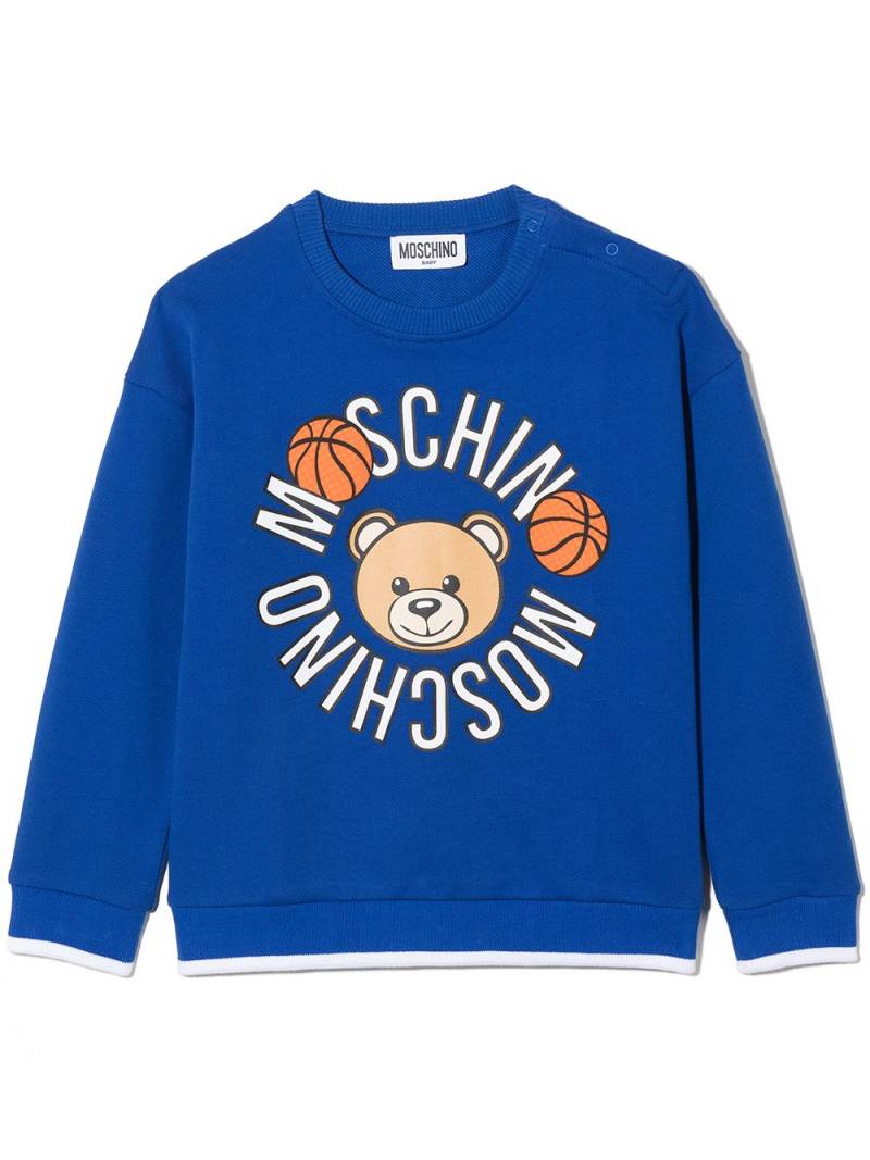 Moschino Kids logo-print crew neck sweatshirt - Blue von Moschino Kids